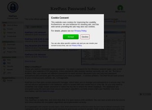 How keepass.info looks like on a tablet such as an iPad.