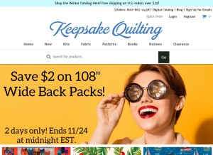 How keepsakequilting.com looks like on a tablet such as an iPad.
