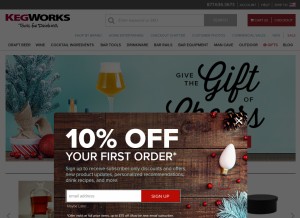 How kegworks.com looks like on a tablet such as an iPad.