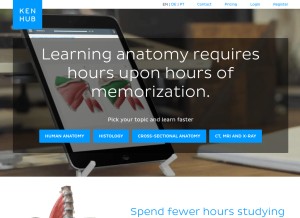 How kenhub.com looks like on a tablet such as an iPad.