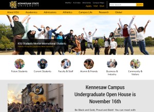 How kennesaw.edu looks like on a tablet such as an iPad.