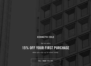 How kennethcole.com looks like on a tablet such as an iPad.