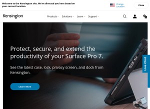 How kensington.com looks like on a tablet such as an iPad.