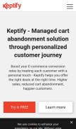 How keptify.com looks like on a mobile device such as an iPhone.
