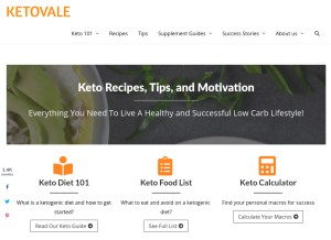 How ketovale.com looks like on a tablet such as an iPad.