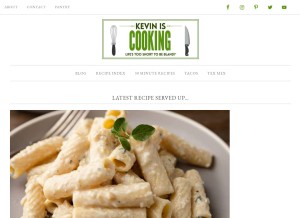 How keviniscooking.com looks like on a tablet such as an iPad.