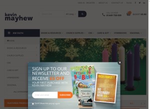 How kevinmayhew.com looks like on a tablet such as an iPad.