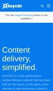 How keycdn.com looks like on a mobile device such as an iPhone.