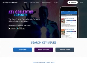 How keycollectorcomics.com looks like on a tablet such as an iPad.