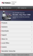 How keyence.com looks like on a mobile device such as an iPhone.