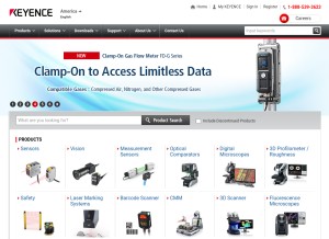How keyence.com looks like on a tablet such as an iPad.