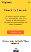 How keyhole.co looks like on a mobile device such as an iPhone.