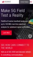 How keysight.com looks like on a mobile device such as an iPhone.