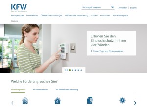 How kfw.de looks like on a tablet such as an iPad.