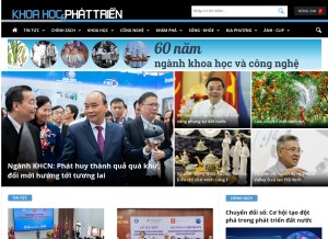 How khoahocphattrien.vn looks like on a tablet such as an iPad.