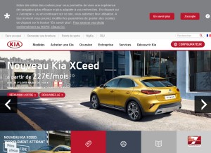 How kia.com looks like on a tablet such as an iPad.