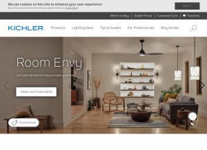 How kichler.com looks like on a tablet such as an iPad.