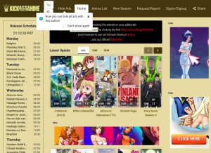 How kickassanime.rs looks like on a tablet such as an iPad.