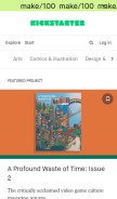 How kickstarter.com looks like on a mobile device such as an iPhone.