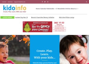How kidoinfo.com looks like on a tablet such as an iPad.