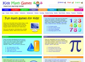 How kidsmathgamesonline.com looks like on a tablet such as an iPad.