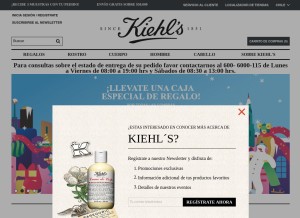 How kiehls.cl looks like on a tablet such as an iPad.
