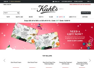 How kiehls.com looks like on a tablet such as an iPad.