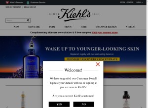 How kiehls.in looks like on a tablet such as an iPad.