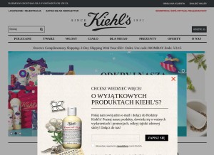 How kiehls.pl looks like on a tablet such as an iPad.