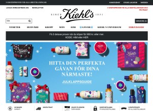 How kiehls.se looks like on a tablet such as an iPad.