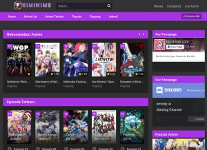 How kiminime.net looks like on a tablet such as an iPad.