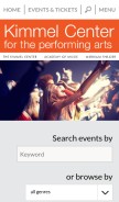 How kimmelcenter.org looks like on a mobile device such as an iPhone.