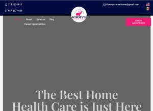 How kimmyscareathome.com looks like on a tablet such as an iPad.