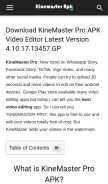 How kinemasterapk.pro looks like on a mobile device such as an iPhone.