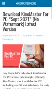 How kinemastermods.com looks like on a mobile device such as an iPhone.