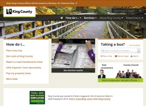 How kingcounty.gov looks like on a tablet such as an iPad.