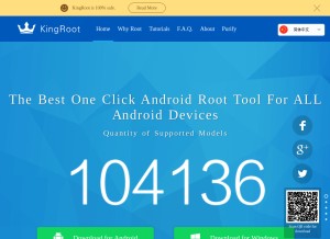 How kingroot.net looks like on a tablet such as an iPad.