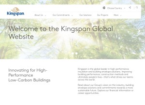 How kingspan.com looks like on a tablet such as an iPad.
