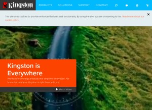 How kingston.com looks like on a tablet such as an iPad.