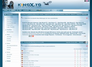 How kinos.to looks like on a tablet such as an iPad.