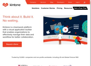 How kintone.com looks like on a tablet such as an iPad.