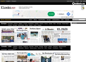 How kiosko.net looks like on a tablet such as an iPad.