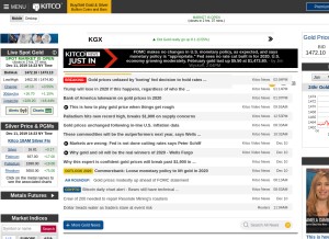 How kitco.com looks like on a tablet such as an iPad.
