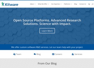 How kitware.com looks like on a tablet such as an iPad.