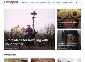 How kiwireport.com looks like on a tablet such as an iPad.