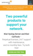 How kiwisyslog.com looks like on a mobile device such as an iPhone.
