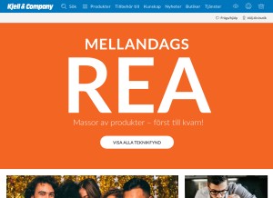 How kjell.com looks like on a tablet such as an iPad.