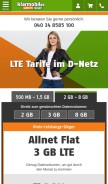 How klarmobil.de looks like on a mobile device such as an iPhone.