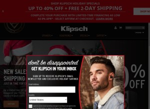 How klipsch.com looks like on a tablet such as an iPad.