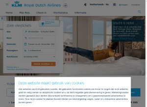 How klm.nl looks like on a tablet such as an iPad.